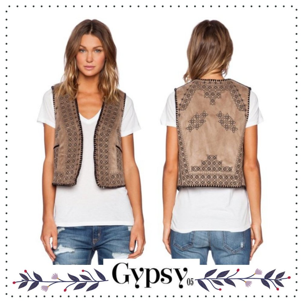 Gypsy 05 Embroidered Sherpa Vest (Faux Shearling)